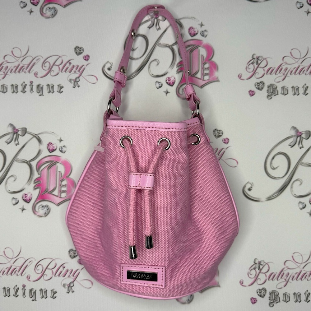 Versace bag mini pink gaw string pull cinch cute bubble round purse tote y2k